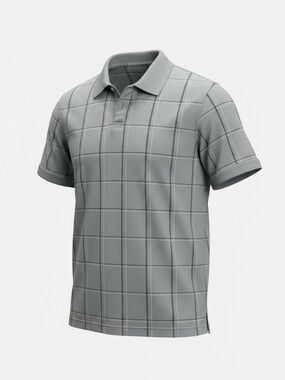 Van Heusen EUC Gray Windowpane Polo